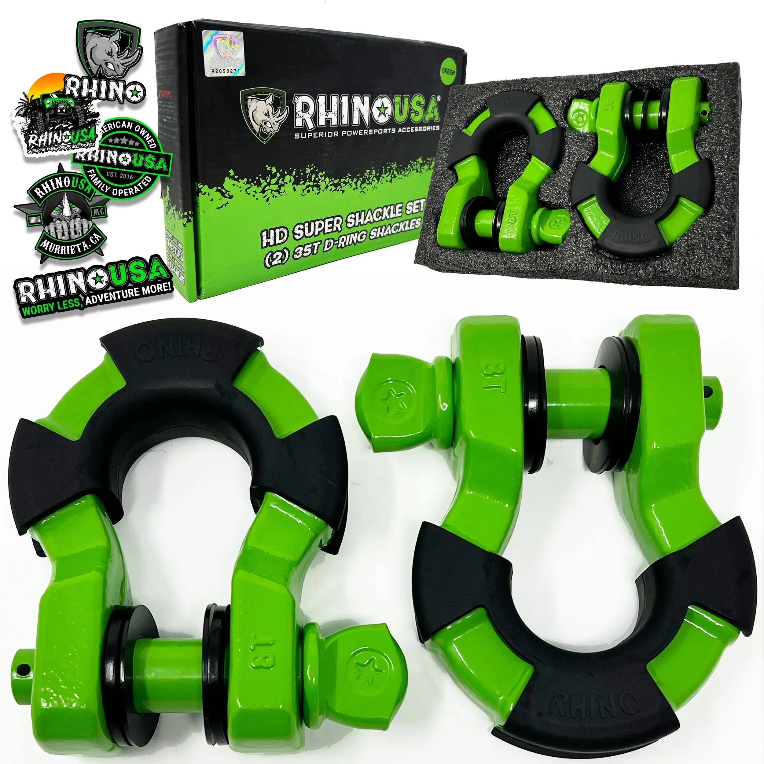 Rhino USA D Ring Super Shackles 70548lb Break Strength – Heavy Duty 3/4” Shac...