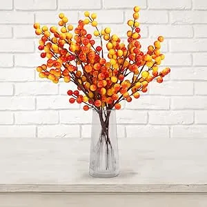 RECUTMS 5PCS Christmas Orange Berry Stems Artificial Berry Picks for Christma...