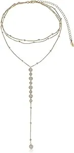 Ettika Lariat Necklace For Women. Y Necklace For Women. Bali Dreams Three Row Lariat Necklace. 18k Gold Plated Crystal Chain