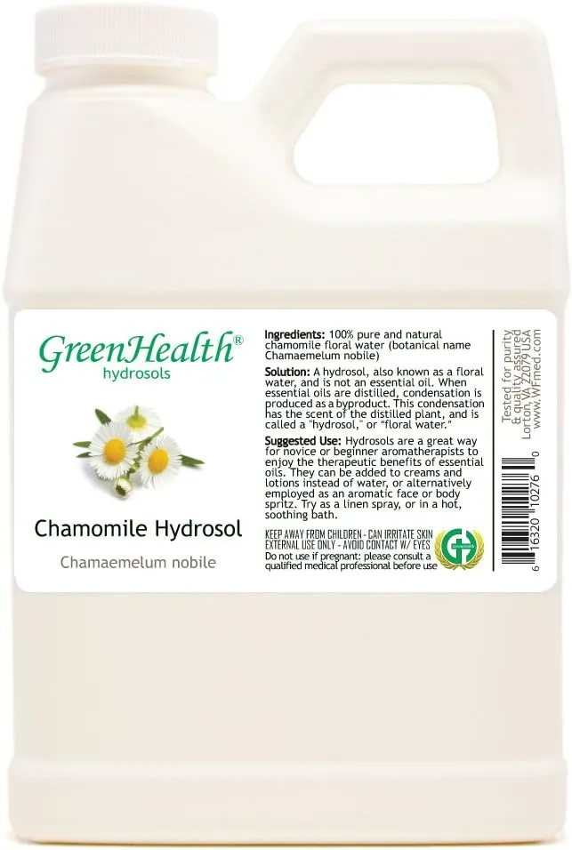 GreenHealth Chamomile Hydrosol (Floral Water) - 16 fl oz Plastic Jug w/Cap (Not Oil)