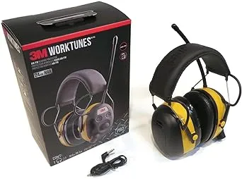 3M WorkTunes 24 dB Plastic Professional Hearing Protectors Black/Yellow 1 pk