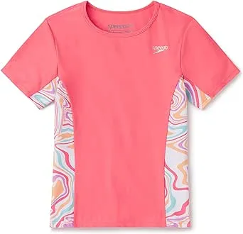 Speedo Girl's UV Swim Shirt Short Sleeve Printed Rashguard