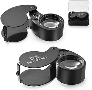 Beileshi 40X Illuminated Jeweler LED and UV Lens Loupe Magnifier with Metal