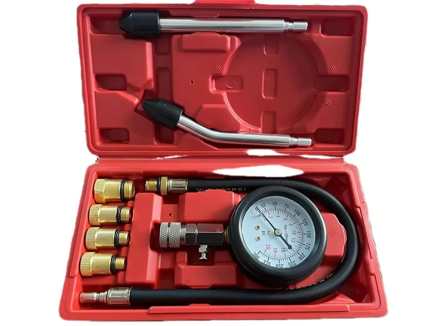 ZJERYL Gull 8pcs Compression Tester, Engine Compression Tester Kit Professional Petrol Gas Engine Cylinder Pressure Gauge 0-300 psi Automotive Tool