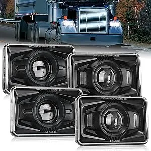 Nilight 4x6 Inch LED Headlights 60W DOT Approved Hi/Lo Sealed Beam Rectangular Headlight Replacement H4651 H4652 H4656 H4666 H6545 Compatible with Kenworth Peterbil Ford Freightliner(Silver, 4PCS)