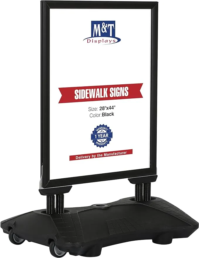 M&t Displays Windpro Lite Weather and Wind Resistant Outdoor Pavement Curb Sidewalk Sign Holder for 28x44 inch Posters Black Aluminum Easy Front