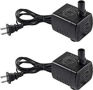 2Pcs 3W Mini Submersible Water Pump 50GPH Small Fountain Pump for Aquarium Fish Tank Fountain Hydroponics Water Feature, Indoor Fountains