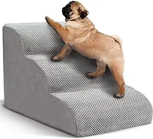 Dog Stairs for Small Dogs, 3 Tiers High Density Foam Dog Ramp, Extra Wide Non-Slip Pet Steps for High Beds Or Couch, Soft Foam Doggie Ladder for Dogs Injured, Older Pets, Small Cats