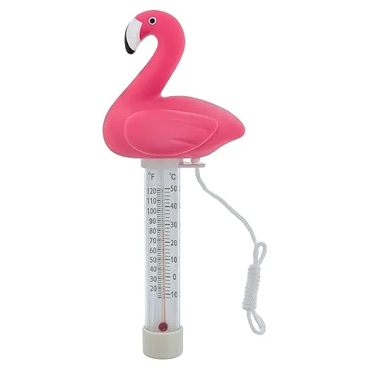 U.S. Pool Supply Floating Flamingo Thermometer - Easy to Read Temperature Display, Measures up to 120° Fahrenheit & 50° Celsius - Swimming Pools, Spas, Kids Pools, Cute Fun Pink Animal, Tether String