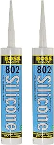 2-Pack Boss 802 Clear Pro Grade Silicone Sealant for Pool, spa, Household - 2 x 280ML. Tubes