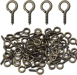 0.55inch/7X14mm Screw Eye Pins for Jewelry Making Eyepins Hook Eyelets Screw Threaded Gold Tone Clasps Hooks for DIY Jewelry Making 200 pcs/lot