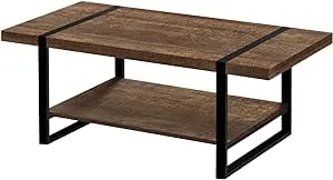 Monarch specialties 2850, Accent, Cocktail, Rectangular, Living Room, 48", Laminate, Brown, Contemporary, Modern Coffee Table Reclaimed Wood-Look/Black Metal, 47.25" L x 23.75" W x 17.75" H