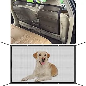 SUV Dog Barrier Visible Car Divider for Dogs Easy to Clean Dog Car Accessories Pet Mesh Front Seat Net Universal for SUV,Truck,Vehicle,Automobile