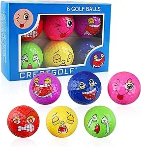 MYKUJA Funny Golf Balls -Golf Hat Clip Ball Marker for Course Play, Practice, Gifts, Novelty Funny 6 Type Expression Colored Golf Balls & Colorful Ball Markers(6 Pack)