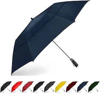 EEZ-Y Golf Umbrella - 58 Inch Windproof Rain Umbrellas w/Double Canopy - Compact, Portable & Break Resistant for Travel