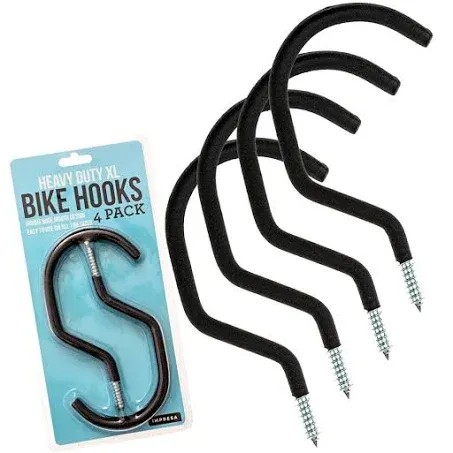 4-Pack Bike Hook / Hanger - Heavy-Duty, Fits All Bike Types, Wide Opening, Easy