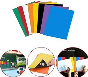 A4 Color Magnetic Sheet Teaching aids， Can be cut Soft Magnetic ，Sheet ferromagnetic/ Magnetic Strip Rubber， Message Board Magnet Stone Stickers（1 set of 8 sheets）