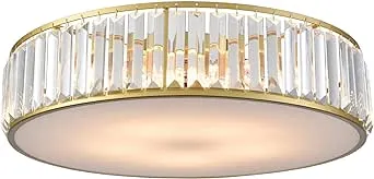 Modern Flush Mount Ceiling Light Crystal Gold Ceiling Lighting 20 Inch 5-Light Crystal Flush Mount Light Fixtures for Bedroom Hallway Living Room