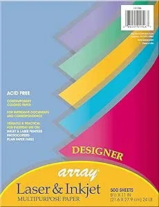 Array Colored Bond Paper, 24 Lb Bond Weight, 8.5 X 11, Assorted Designer Colors, 500/ream