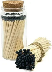 Black Safety Matches in Jar - Strike On Bottle  Glass Jar 3&quot; Inch Matchsticks