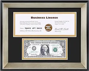  8.5x11 Business Frame Black Over Gold Double Mat with Dollar &amp; 4x9 Business ...