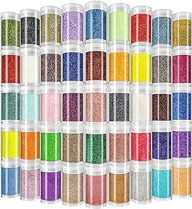 Ultra Fine Glitter for Nails, Set of 45 Colors, Extra Fine Resin Glitter Powder, Holographic & Iridescent Glitter for Epoxy Resin, Body Glitter for Face Hair, Arts and Crafts Glitter Bulk for Tumblers