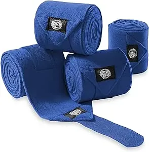 SmithBuilt Equine Fleece Polo Leg Wraps, Set of 4, Horse Bandages, White