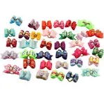 Pet Show Mixed Styles Pet Cat Puppy Topknot Small Dog Hair Bows with Rubber Bands Grooming Accessories Assorted Pack of 20