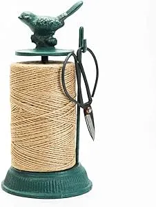 Sungmor Cast Iron Garden Twine Holder Set - 1300ft. Natural Jute Twine String & Rope Rack & Scissors - Decorative & Practical Home Arts Crafts Tools for Picture Display Gift Wrapping Packing Gardening