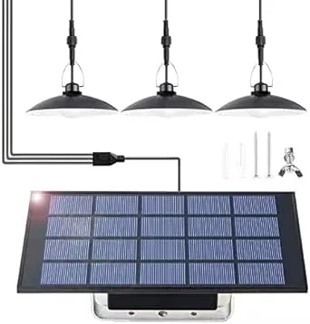 Solar Pendant Light Indoor Outdoor.Solar Shed Lights Barn Light Lamps with on of Switch Waterproof Chandelier Hanging Night Lighting for Gazebo Storage Porch Balcony Carport