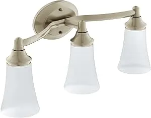 Moen Eva Brushed Nickel 3-Light Dual-Mount Bathroom Vanity Fixture, Bath Lighting with Frosted Glass, YB2863BN