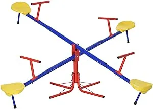 Outsunny 4-Seat Outdoor Seesaw for Kids Playground