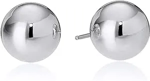 Amazon Essentials Plated Sterling Silver Polished Ball Stud Earrings , (previously Amazon Collection)