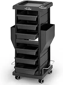 Salon Trolley with 6 Drawers & Dryer Holder, Rolling Hair Cart Organizer, Mobile Storage Station Hairstylist Cart with Wheels for Beauty Tattoo Hairdressing