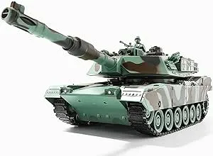 Bvrorere Remote Control Tank, RC M1A2 Abrams Army Tank Toy with Camouflage Body, 2.4GHz 9-Channel RC Milirtary Vehicles with Realistic Sounds and Lig