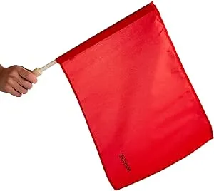 Tandem Sport Red Linesman Flags - Referee Flags with Wooden Handles - Volleyball Referee Flags, Soccer Referee Flags - Set of 2 with Carrying Bag