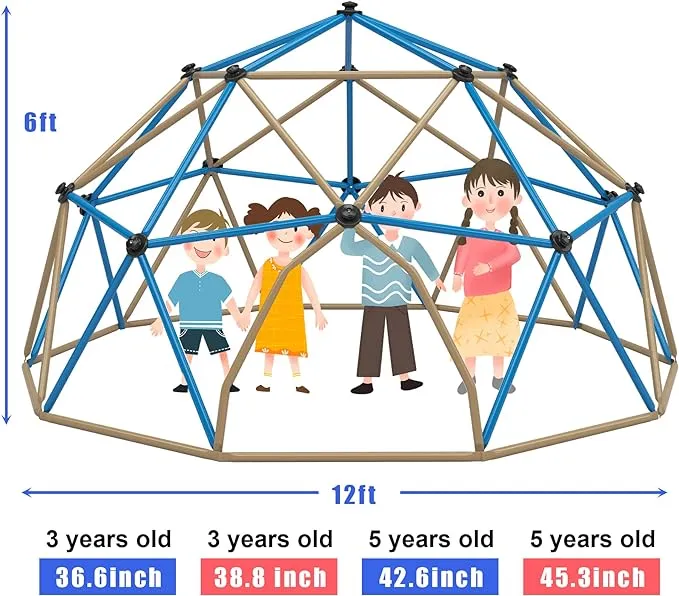 Merax 10FT Climbing Dome, Outdoor 10FT Dome Climber for Kids 3-10 Supporting 1000 lbs, Easy Assembly Playground Jungle Gym Backyard Play Equipment (10FT Climbing Dome)