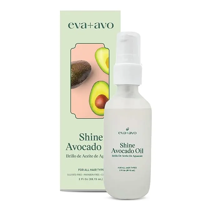 Eva + Avo Avocado Oil for Hair – Hydrating Hair Oil with Avocado and Castor Oil – Paraben and Sulfate-Free – Reduces Frizz and Restores Shine - 2 Fl Oz