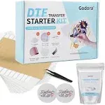 Godora Upgrade DTF Transfer Powder Film Kit, All-in-1 DTF Starter Kit - 10.58oz White Digital Hot Melt Adhesive &amp; 20 Sheets DTF PET Film, for DTF