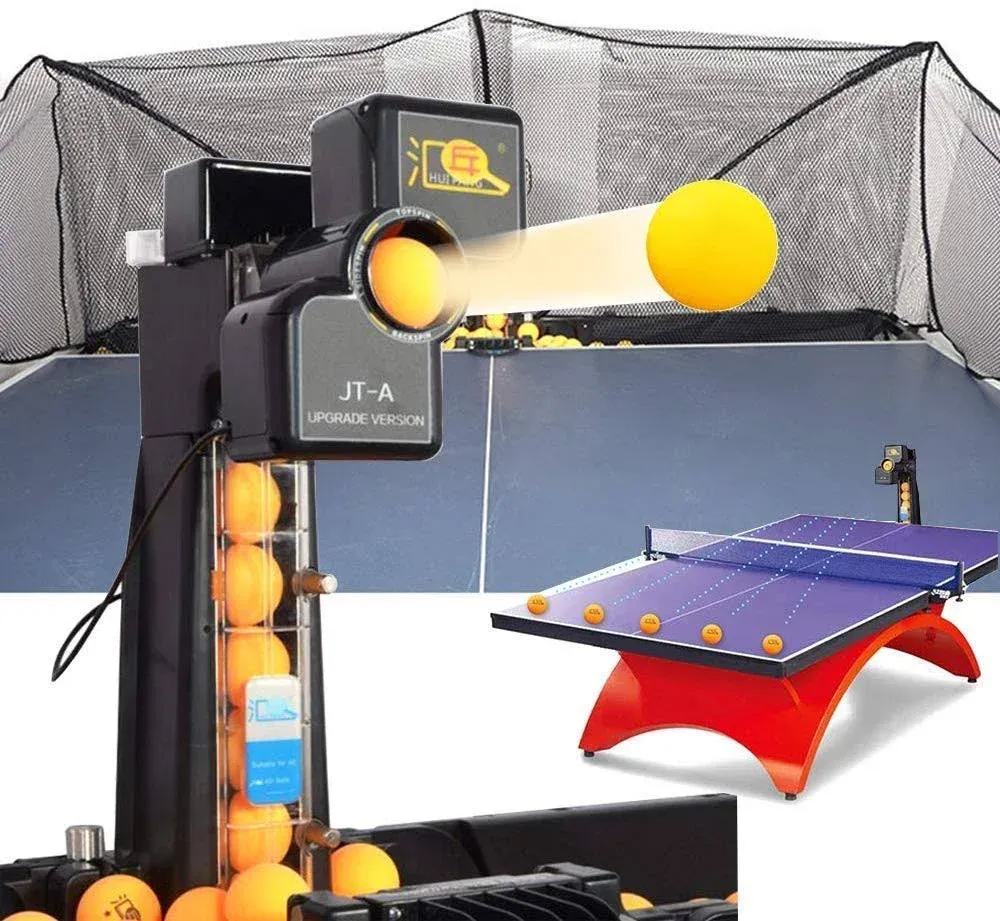 ZXMOTO Table Tennis Robot/Ping Pong Ball Machine,Automatic Table Tennis Machine for Training/Tabletop Table Tennis Games with Customize Spin, Frequency, Ball Speed,Landing, Height