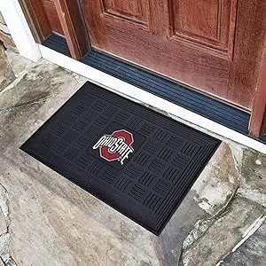 FANMATS - 11395 NCAA Ohio State University Buckeyes Vinyl Door Mat Black 19"x30"