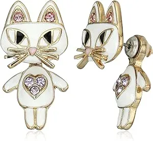 BETSEY JOHNSON Women's Cat Frontback Earrings