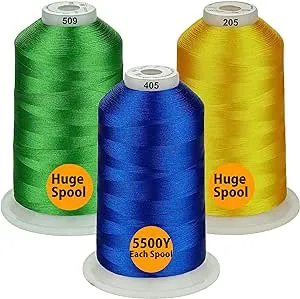 Simthread - 33 Selections - Various Assorted Color Packs of Polyester Embroidery Machine Thread Huge Spool 5500Y for All Purpose Sewing Embroidery Machines - Essential Color 2