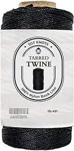 SGT Knots Tarred Twine - 100% Nylon Bank Line for Bushcraft, Netting, Gear Bundles, Home Improvement, Construction (#9, 1/4lb)