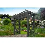 Vita Summerwood Craftsman Cedar Arbor, 91 inch x 40 inch x 85 inch, Opening Width 78.5 inches, Charcoal, FSC, Wood, Garden Décor Shade Arch, VA68895