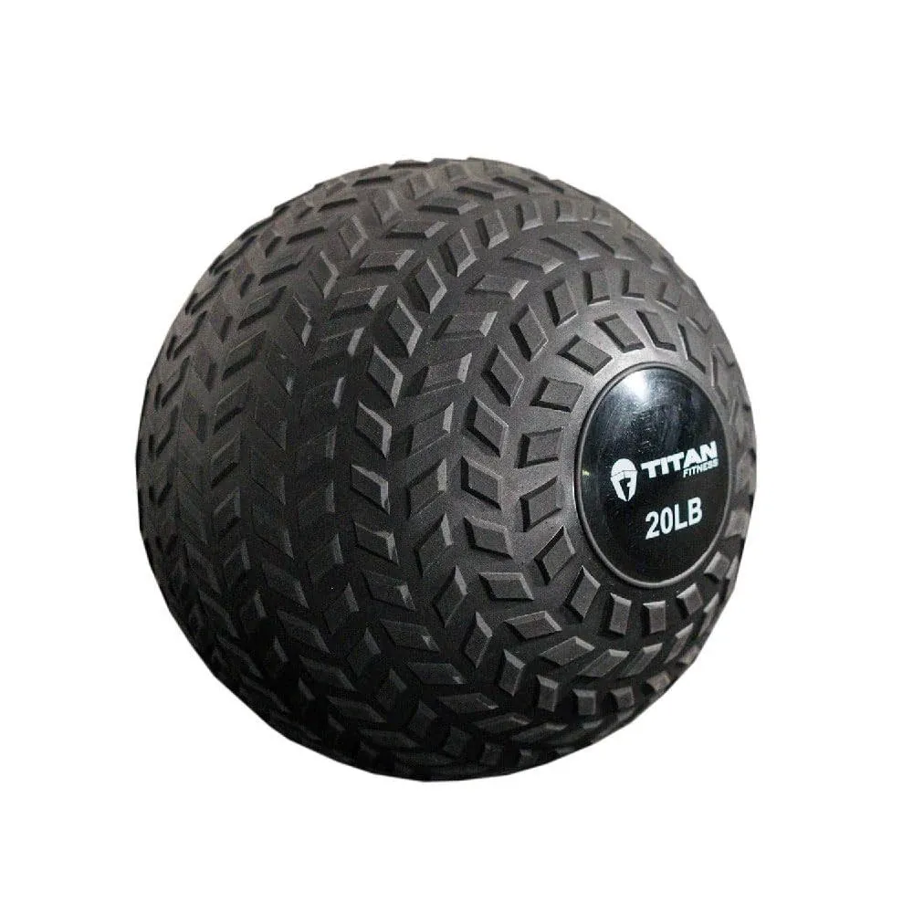 Titan Fitness Rubber Tread Slam Ball, Dead Bounce, Weight Workout - Throw, Catch, Slam, Twist