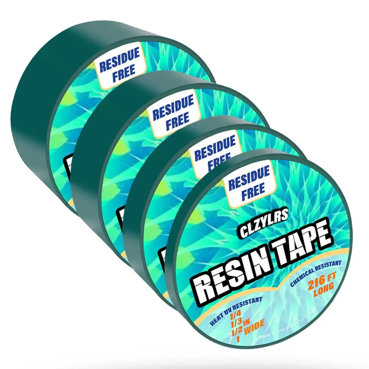 CLZYLRS 4 Rolls Resin Tape for Epoxy Resin Molding-Silicone Thermal Adhesive Tape-Easy Peeling (1inch &amp; 3/4inch &amp; 1/2inch &amp; 1/4 inch)