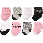 Hudson Baby Cotton Rich Newborn and Terry Socks Bows / 0-6 Months