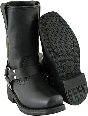 Xelement 2442 Women's Black Classic Full Grain Leather Harness Motorcycle Rider Boots - 10