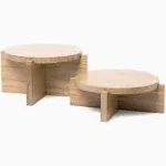 Natural Wood Riser Set of Two - Large 10” Round Tiered Trays for Plant Stands, Cake Stands, Drink Dispensers or Decorative Display - Wooden Pedestal Tables for Modern, Rustic, Farmhouse Decor